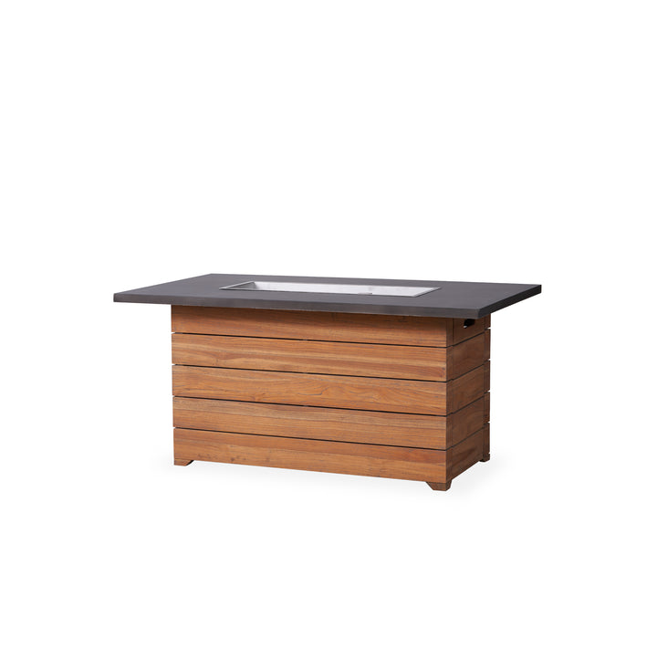 Teak 52" Rectangular Fire Table with Faux Concrete Top