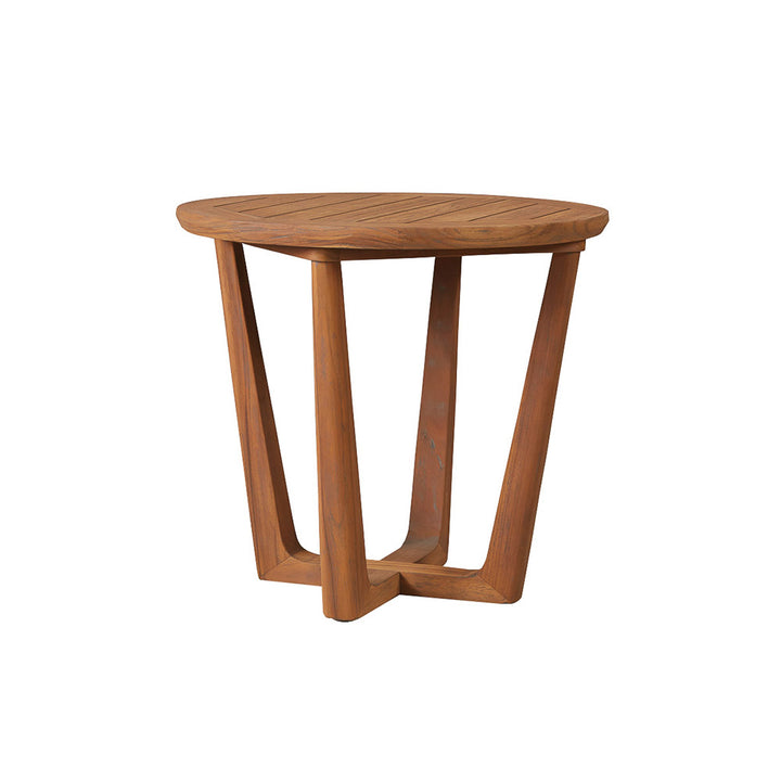 Teak 24" Round Sled Base End Table