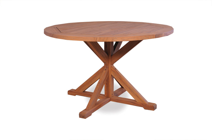 Teak 48" Round Cross Base Dining Table