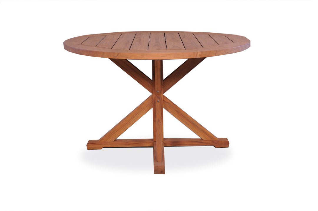 Teak 48" Round Cross Base Dining Table