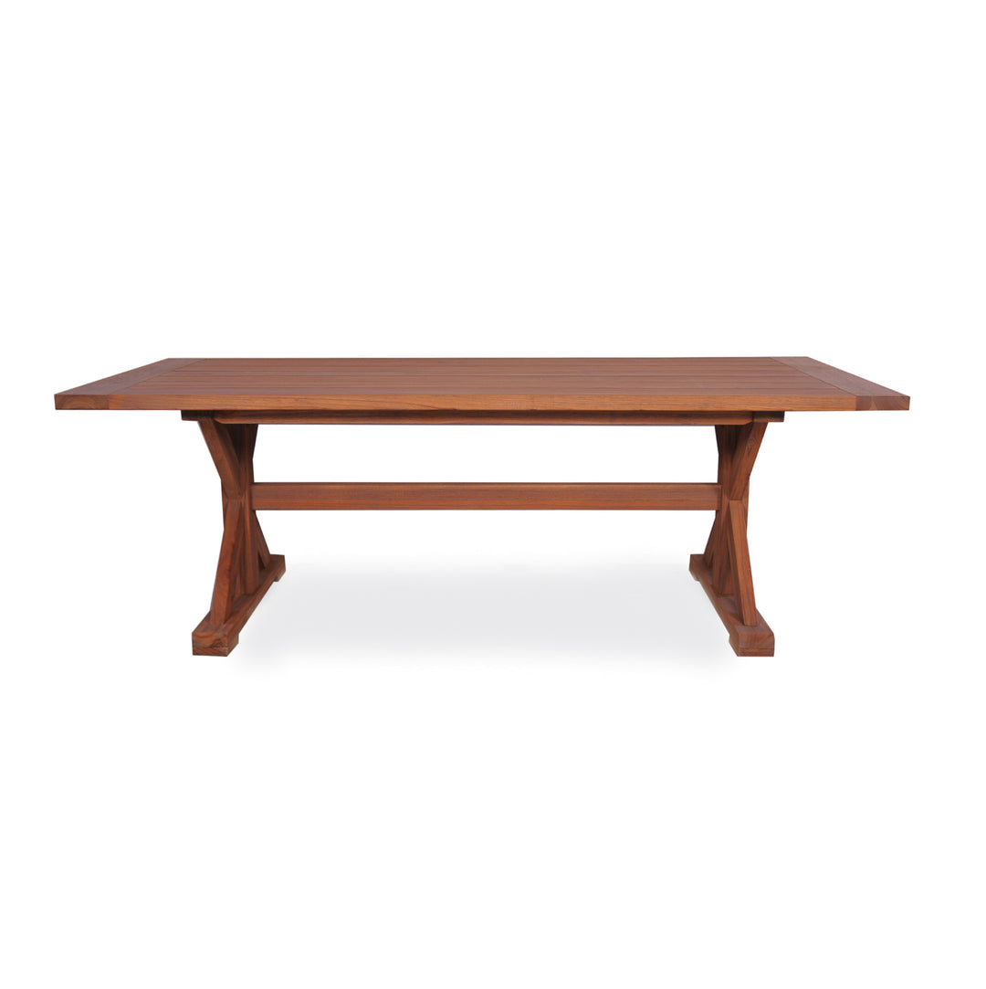 Teak 87" Rectangular Trestle Base Dining Table