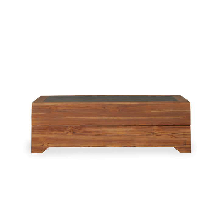 Teak 54" Rectangular Cocktail Table with Faux Concrete Inset