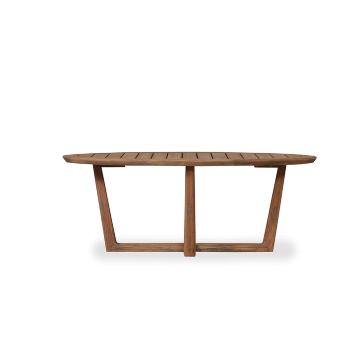 Teak 48" Oval Sled Base Cocktail Table