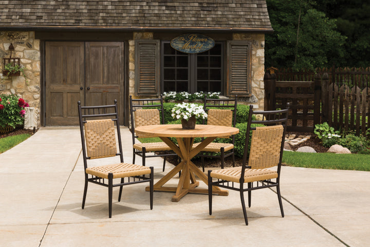 Teak 48" Round Cross Base Dining Table