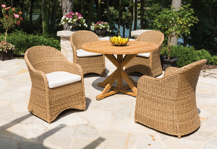 Teak 48" Round Cross Base Dining Table