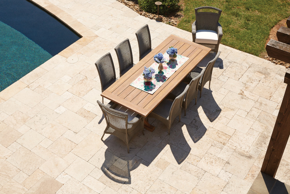 Teak 87" Rectangular Trestle Base Dining Table