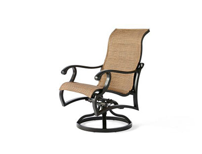 Volare Padded Sling Swivel Rocking Dining Armchair