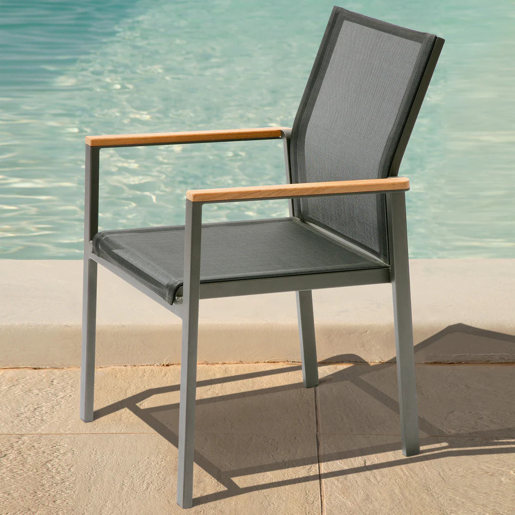 Aura Aluminum Stacking Dining Armchair
