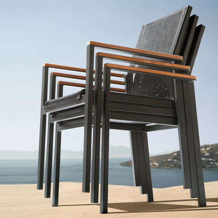 Aura Aluminum Stacking Dining Armchair