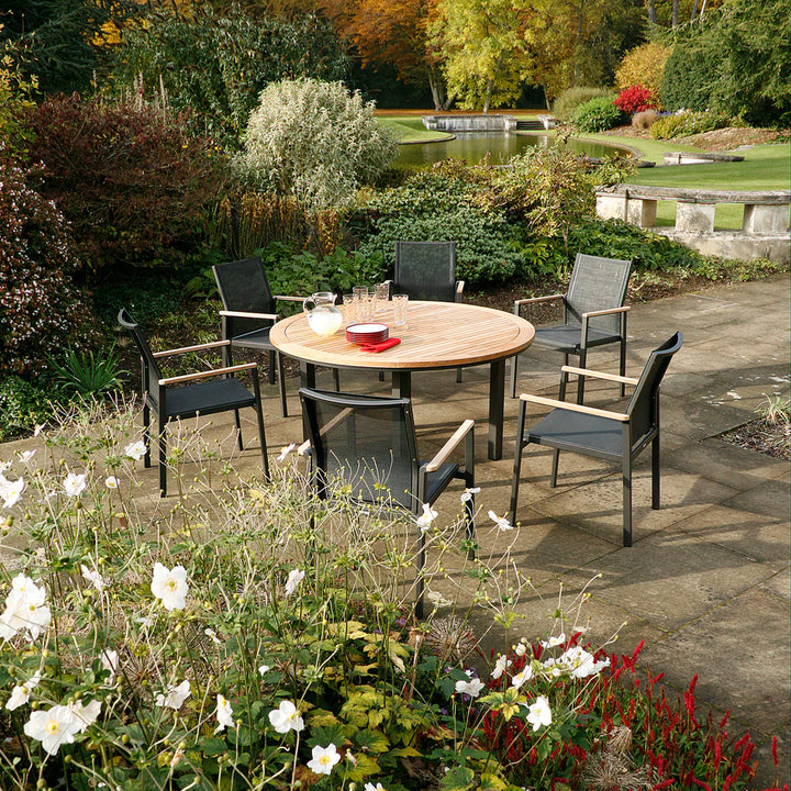 Aura 56" Circular Dining Table - Teak Top